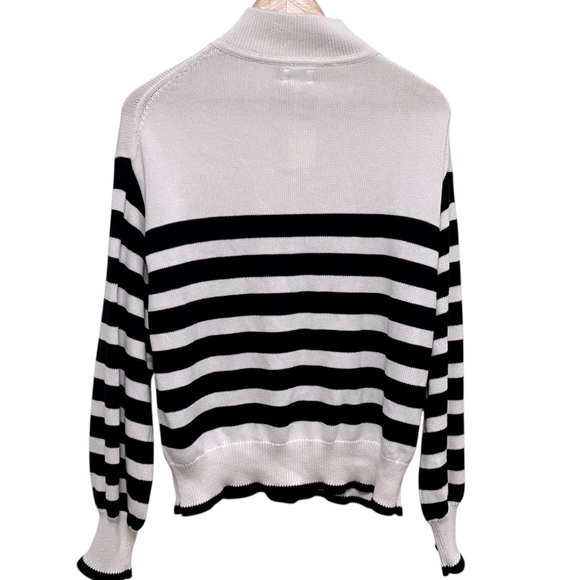 J Crew Striped half-zip sweater with pearl zipper in weekend stripe size large - Picture 3 of 8